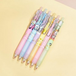 oneZHI 6 Stück Kawaii-Kugelschreiber, 0,5 mm, Anime-Gel-Tintenstift, schwarzes Kätzchen, Geschenke, Melodie, Cartoon, süßes Schulbedarfsset für Kinder, Teenager, Mädchen, Frauen