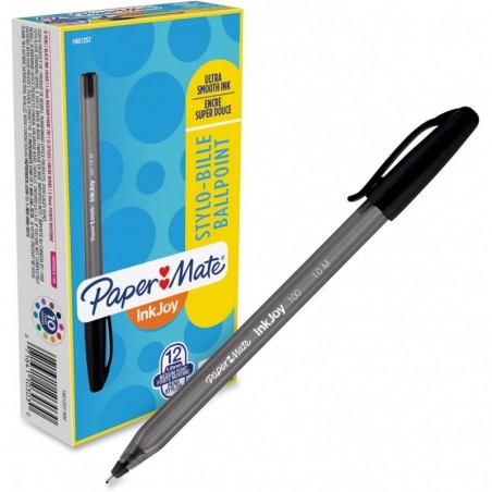 Paper Mate Inkjoy 100 Kugelschreiber, Stick, Medium 1 mm, schwarze Tinte, schwarzer Schaft, Dutzend