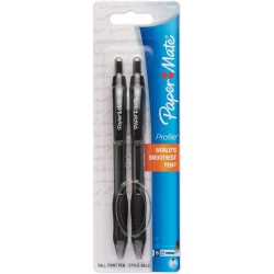 2 x Paper Mate Profile-Druckkugelschreiber, 2 schwarze Tintenstifte (89468)