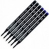 6er-Pack - Schmidt 888 M Sicherheits-Keramik-Rollerball-Mine, blaue/schwarze Tinte, mittlere Spitze