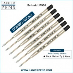 Lanier Kombipack – 6er-Pack – Schmidt P900 M Parker Style Kugelschreibermine, schwarze Tinte, mittlere Spitze