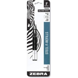 Zebra(R) Kugelschreiber-F-Minen für F-301 Ultra, F-301 Pen, F-301 Compact, F-402 Pen, feine Spitze, 0,7 mm, schwarz, 2 Stück