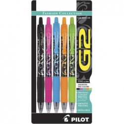 Pilot, G2 Premium Gel-Tintenroller, feine Spitze 0,7 mm, Fashion Collection, verschiedene Farben, 5er-Pack