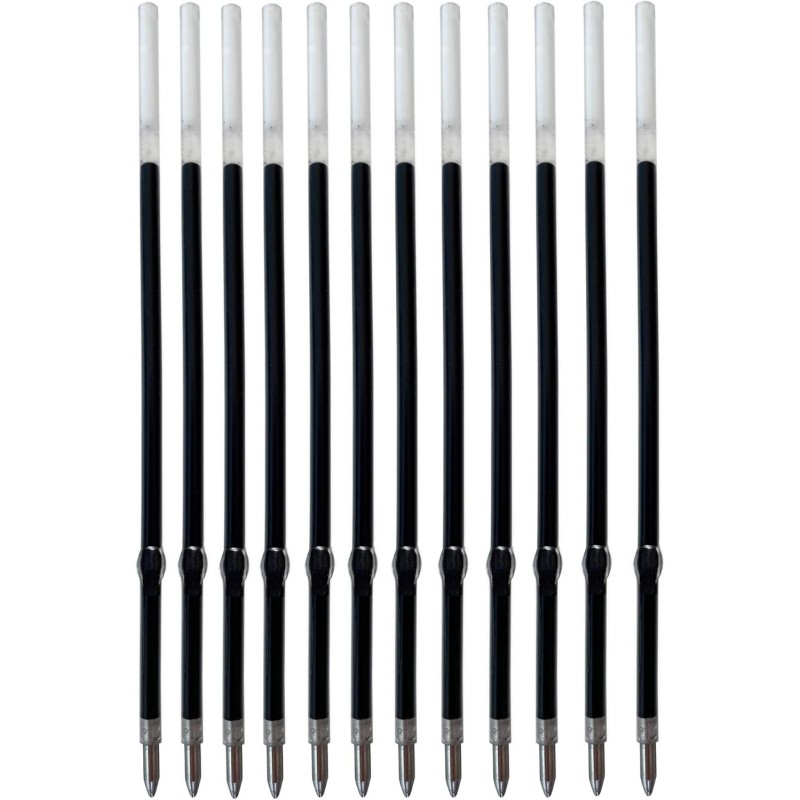 12er-Pack Gel-Tintenminen für Druckkugelschreiber, mittlere Spitze 0,7 mm, schwarze Tinte, passend für Druckkugelschreiber, Universalgröße, 115 mm/11,5 cm/4,5 Zoll (Schwarz, 115 mm)