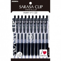 Zebra Sarasa Clip P-JJ15-BK10 Gel-Kugelschreiber, 0,5, Schwarz, 10 Stück