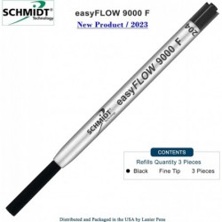 Bedruckte Schmidt easyFLOW9000 Kugelschreibermine - schwarze Tinte, feine Spitze 0,8 mm - 3er-Pack