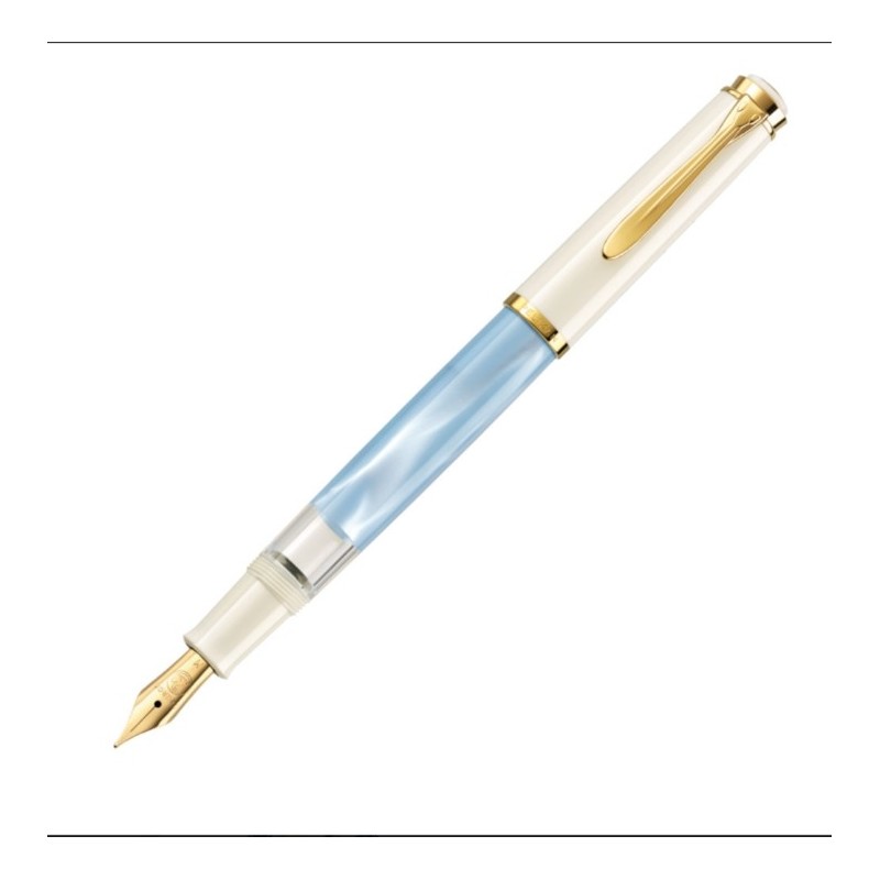 Pelikan Classic Pastell-Blau Kolbenfüllhalter,Stahlfeder F - Fein