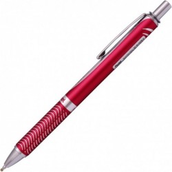 Pentel Energel Alloy RT Gelstift, Kugelschreiber mit mittlerer Spitze und Metallspitze, schwarze Tinte + Mine (roter Korpus)