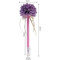 Blumen-Kugelschreiber, kreativer dekorativer Stift, schwarze Tinte, 0,4 mm, Pompon, Mama, Lila, TPPJ121046