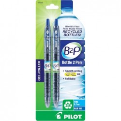 Pilot Bottle-2-Pen (B2P) – Einziehbarer Premium-Gel-Rollerstift aus recycelten Flaschen (2 Stück), feine Spitze, blaue G2-Gel-Tinte, nachfüllbar, bequemer Griff (31606)