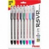 Pentel RSVP Original Kugelschreiber, (0,7 mm) feine Linie, verschiedene Tintenfarben, transparenter Schaft, 8er-Pack mit Bonus-Schwarztintenstift