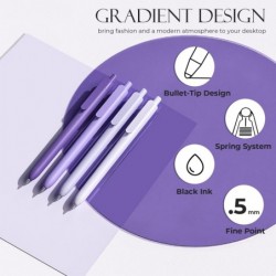 YOMA Gelstift mit feiner Spitze, 0,5 mm, schwarze Tinte, Druckkugelschreiber, sanftes Schreiben, schnelltrocknende Gelstifte, süßer ästhetischer Stift, pastellfarbener nachfüllbarer Stift für Schule, Zuhause, Bürobedarf, staubiges Lila, 4 Stück