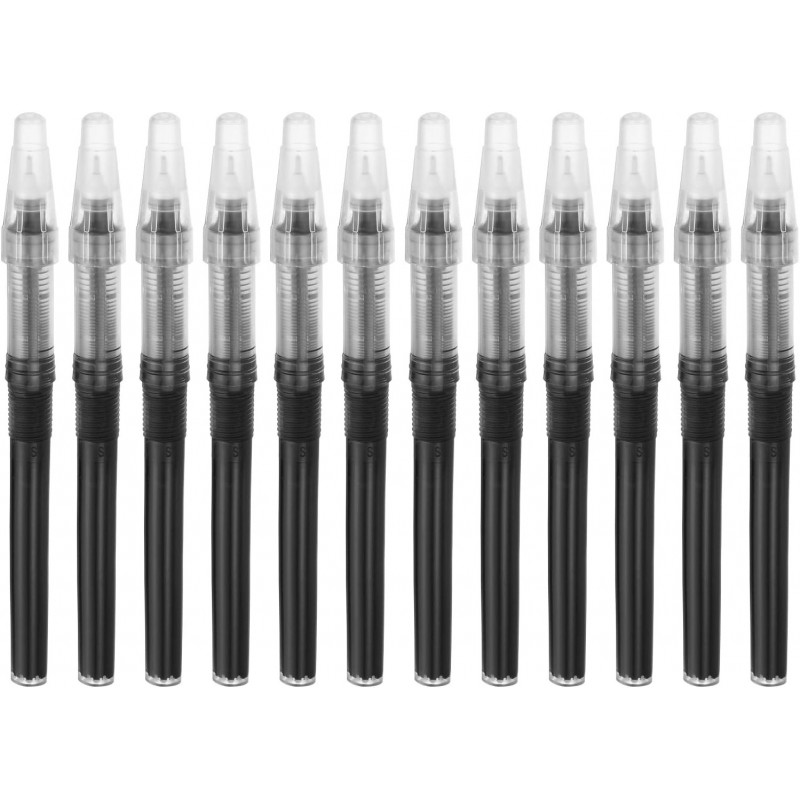 PATIKIL Schwarze Stifte mit feiner Spitze, 12 Stück Tintenstifte mit feiner Spitze, glatter Schreibstift, 0,5 mm Kugelschreiber, extra feine Spitze, Gel-Kugelschreiber, Tintenroller, schnelltrocknend, zum Schreiben und Tagebuchschreiben, Schwarz, 0,5 mm