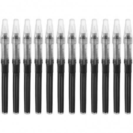 PATIKIL Schwarze Stifte mit feiner Spitze, 12 Stück Tintenstifte mit feiner Spitze, glatter Schreibstift, 0,5 mm Kugelschreiber, extra feine Spitze, Gel-Kugelschreiber, Tintenroller, schnelltrocknend, zum Schreiben und Tagebuchschreiben, Schwarz, 0,5 mm