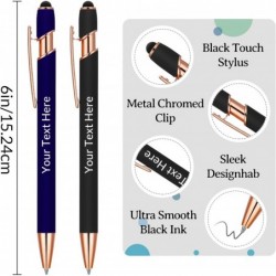 Personalisiertes Stifte-Geschenkset, 2er-Pack Soft-Touch-Metallstifte mit Geschenkbox, individuelle Kugelschreiber mit Stylus-Spitze, individuelle Geschenke für Geschäft, Schulabschluss, Geburtstag (Blau-Schwarz)