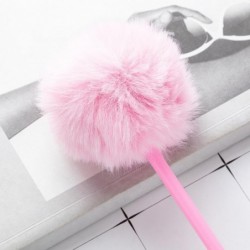 4er-Pack Pom-Kugelschreiber, süßer, flauschiger Stift für Partyzubehör für Mädchen, schwarze Geltinten-Kugelschreiber für Büro- und Schulbedarf, Rosa, Gelb, Grün, Lila