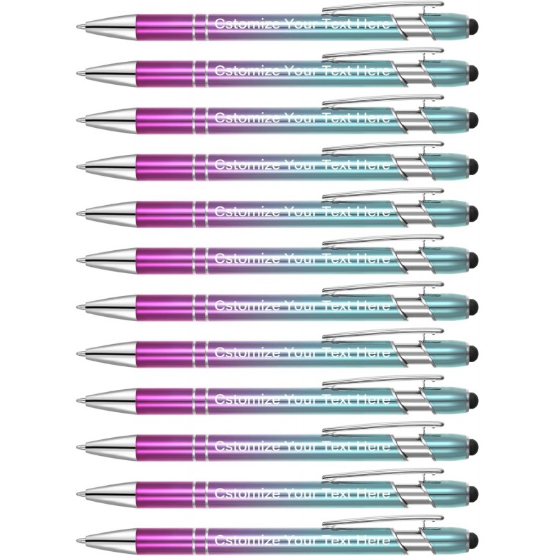 Bis zu 500 Stück individuelle Stifte in Großpackung, personalisierte Kugelschreiber mit Stift, schwarze Tinte, individueller Stift mit Ihrem Namen, Ihrer Nachricht, Ihrem Logotext für Geschäftsabschlussjubiläen, 12 Stück/Packung, Blau-Violett