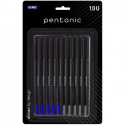 Pentonic Linc Kugelschreiber-Blisterpackung | Sanftes Schreiben | 0,7 mm | Combo 5 schwarze Tinte & 5 blaue Tinte | Schwarzer Korpus, 10er-Packung (LNPTPCS10BP)