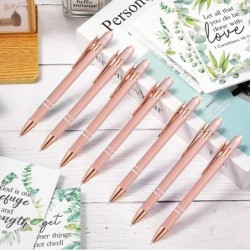 20 Stück Kugelschreiber mit Stylus-Spitze, Metallstift mit schwarzer Tinte, Eingabestift für Touchscreens, 2-in-1-Stylus (Roségold)