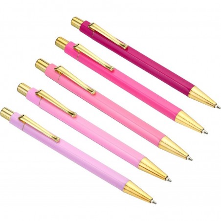 PATIKIL 137 mm Kugelschreiber, 1 Set schwarze Tinte, mittlere Spitze, 1 mm Kunststoff, Roségold, Klick-Kugelschreiber, Schreibstift für Home-Office-Zubehör, Purple Series