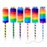 Abhay 6er-Pack flauschige Stifte mit großen Augen, bunte flauschige Kugelschreiber, Mädchen-Stift, kreativer Regenbogen-Pom-Pom-Stift für Partyzubehör für Mädchen