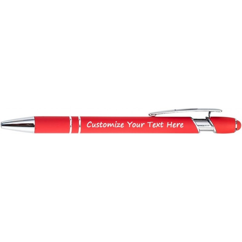 Personalisierter Stift mit Ihrem Namen und Logo, individuelle Kugelschreiber in großen Mengen, kostenlose Lasergravur, Stylus-Stifte individuell mit Text, Premium-Metallstift, schwarze Tinte, mittlere Spitze, rot