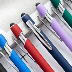 Personalisierter Stift mit Ihrem Namen und Logo, individuelle Kugelschreiber in großen Mengen, kostenlose Lasergravur, Stylus-Stifte individuell mit Text, Premium-Metallstift, schwarze Tinte, mittlere Spitze, rot