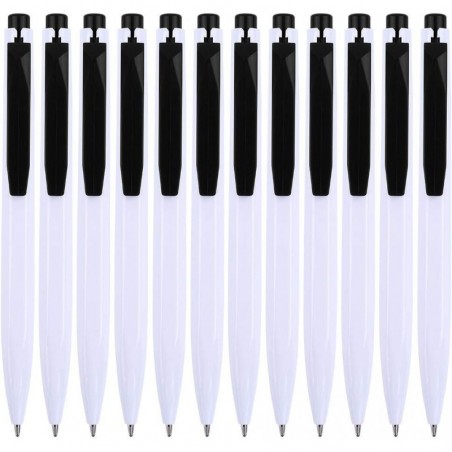 BaoKe Druckkugelschreiber mit fortschrittlicher Tinte, blaue Stifte, mittlere Spitze, ultraweiches Schreiben, 12er-Pack B59 (schwarz)