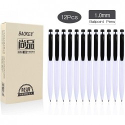 BaoKe Druckkugelschreiber mit fortschrittlicher Tinte, blaue Stifte, mittlere Spitze, ultraweiches Schreiben, 12er-Pack B59 (schwarz)