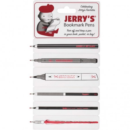 Jerry's Artarama Lesezeichenstift – schwarzes Kugelschreiber-Set – 6 schmale, leichte Stifte mit flacher Kante – Flacher Stift für Buchliebhaber und Kreuzworträtsel-Geschenke – perforiertes, abtrennbares Design