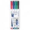 Staedtler Lumocolor Drywipe/Whiteboard Stifte mittlerer Spitze, Etui-Set mit 4 Markern