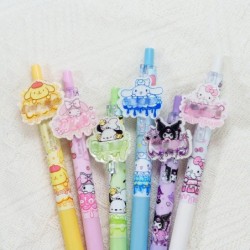 Kawaii-Stifte, 6er-Pack, süße Cartoon-Kätzchen-Kugelschreiber, Melodie, schwarze Gel-Tinte, 0,5 mm feine Spitze, ideal zum Schreiben, für Schule, Büro, Anime-Geschenke für Mädchen, Studenten, Frauen