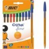 BIC Cristal Original Kugelschreiber, feine Spitze (8 mm), verschiedene Farben, orangefarbener Schaft, Schachtel mit 10 Stück