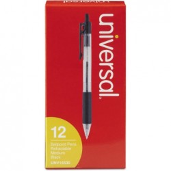 Universal 15530 Economy Druckkugelschreiber, schwarze Tinte, transparent, 1 mm, Dutzend