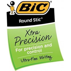 BIC Round Stic Kugelschreiber, feine Spitze 0,8 mm, schwarze Tinte, 3 Dutzend Stifte (GSF11-BK)