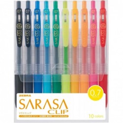 Zebra Sarasa Clip Gel-Tinten-Kugelschreiber, 0,7 mm, 10-Farben-Set (JJB15-10CA)