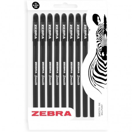 ZEBRA Doodler'z Stick Gel-Kugelschreiber – 1,0 mm – Schwarzes Gehäuse und schwarze Tinte – 10er-Pack