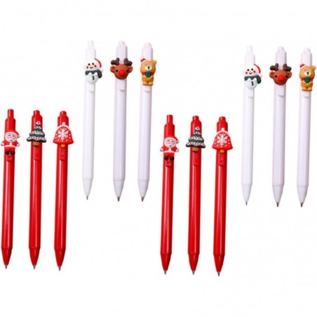 12 Stück Weihnachts-Push-Unisex-Weihnachtsstifte für festen Stift, Gelstift, süßer Gelstift, schwarze Stifte, Kugelschreiber, festlicher Gelstift, Weihnachtsmann-Stifte, Come-Pen, Kunststoffstift fürs Büro