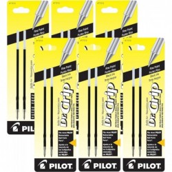 Pilot Dr. Grip Kugelschreiber-Tintenmine, 2 Nachfüllungen für Druckkugelschreiber, feine Spitze, 6er-Pack, schwarze Tinte (77210)