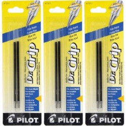 Pilot EasyTouch Dr Grip Druckkugelschreiberminen, Schwarz (6 Packungen mit je 2 Minen)