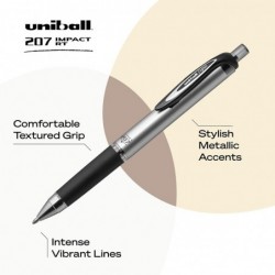 Uniball Signo 207 Impact RT Gelstift mit Druckfunktion, 4 schwarze Stifte, 1,0 mm Gelstifte mit dicker Spitze | Bürobedarf von Uni-ball Japanische Stifte, Farbstifte, feine Spitze, Stifte mit weicher Schreibspitze, Kugelschreiber