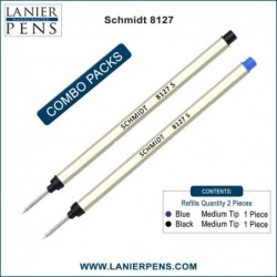 2er-Pack - Schmidt 8127 S Capless System Rollerball-Mine, blaue/schwarze Tinte, mittlere Spitze