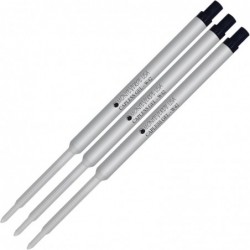 Lanier Kombipack – 3er-Pack – Monteverde® Kugelschreiber W42 ohne Kappe, Gel-Tinten-Mine, kompatibel mit den meisten Kugelschreibern im Waterman®-Stil – Schwarz (feine Spitze 0,6 mm)