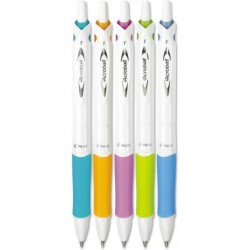 PILOT Acroball PureWhite Stift, 0,7 mm, schwarze Tinte, Türkis/Orange/Violett/Limette/Blau, 5/Packung (PIL31861)