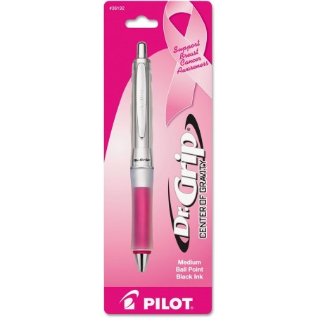 Pilot 36192 Dr.Grip Center of Gravity Pink Ribbon Druckkugelschreiber, schwarze Tinte, 1 mm