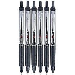 Pilot Precise V5 RT Tintenroller mit Druckfunktion, extrafeine Spitze, 0,5 mm, schwarze Tinte, 6 Stück