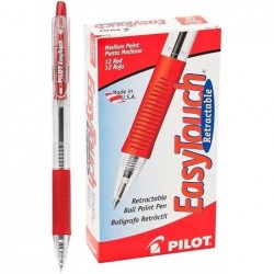 Pilot EasyTouch Nachfüllbare und einziehbare Kugelschreiber, mittlere Spitze, rote Tinte, 12er-Pack (32222)