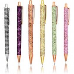 Gullor 6 Stück Glitzernder Metall-Kugelschreiber mit schwarzer Tinte, Bling-Clip in Roségold, für Schule, Geschäft und Büro, Stil D