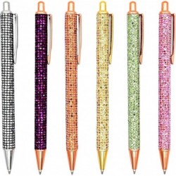 Gullor 6 Stück Glitzernder Metall-Kugelschreiber mit schwarzer Tinte, Bling-Clip in Roségold, für Schule, Geschäft und Büro, Stil D