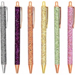 Gullor 6 Stück Glitzernder Metall-Kugelschreiber mit schwarzer Tinte, Bling-Clip in Roségold, für Schule, Geschäft und Büro, Stil D